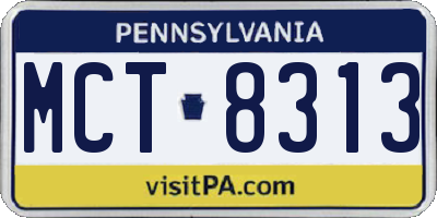 PA license plate MCT8313