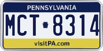 PA license plate MCT8314