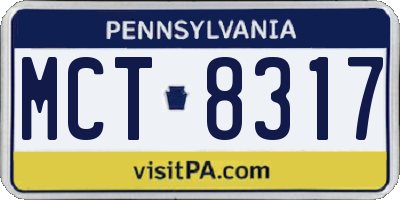 PA license plate MCT8317
