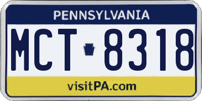 PA license plate MCT8318
