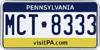 PA license plate MCT8333