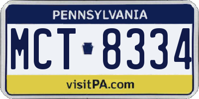 PA license plate MCT8334