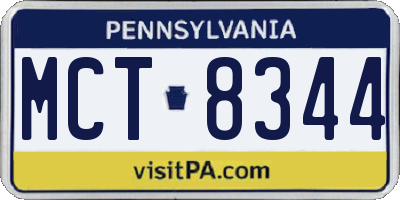 PA license plate MCT8344