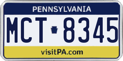 PA license plate MCT8345