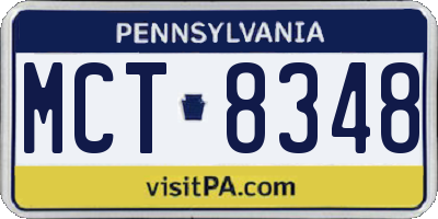 PA license plate MCT8348