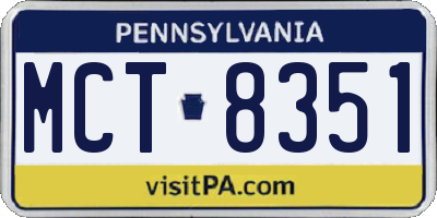 PA license plate MCT8351