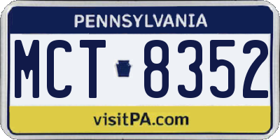 PA license plate MCT8352