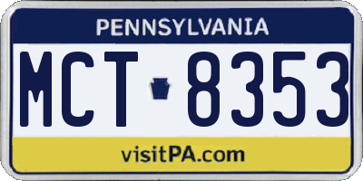 PA license plate MCT8353