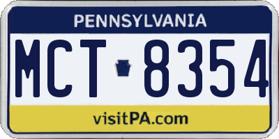 PA license plate MCT8354