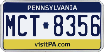 PA license plate MCT8356