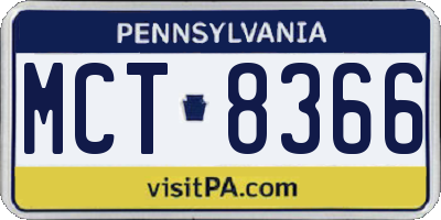 PA license plate MCT8366