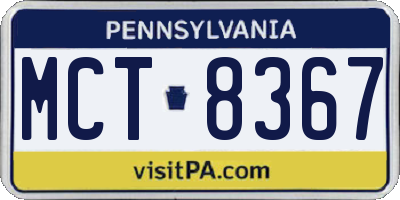 PA license plate MCT8367