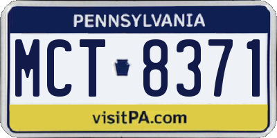 PA license plate MCT8371