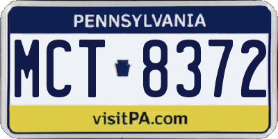 PA license plate MCT8372