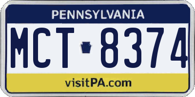 PA license plate MCT8374