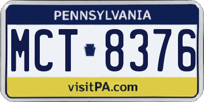 PA license plate MCT8376