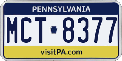 PA license plate MCT8377