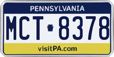 PA license plate MCT8378