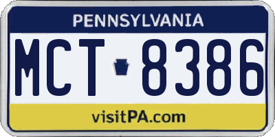 PA license plate MCT8386