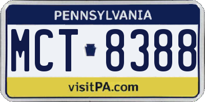 PA license plate MCT8388