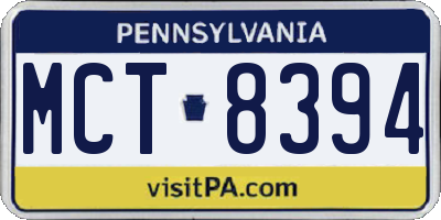 PA license plate MCT8394