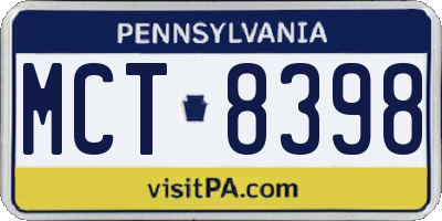 PA license plate MCT8398