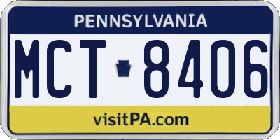 PA license plate MCT8406