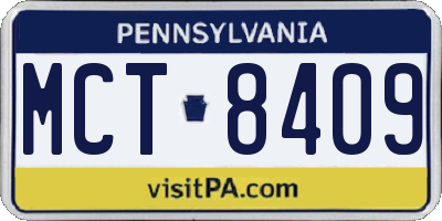 PA license plate MCT8409