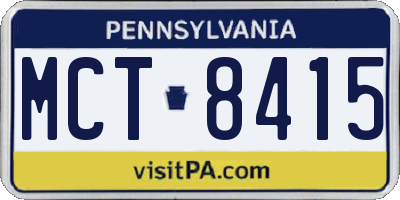 PA license plate MCT8415