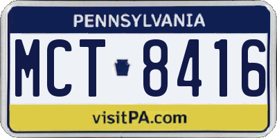 PA license plate MCT8416
