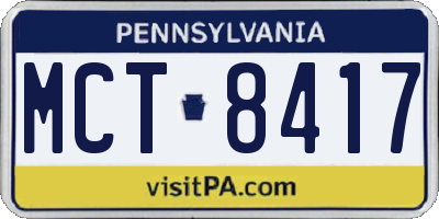 PA license plate MCT8417