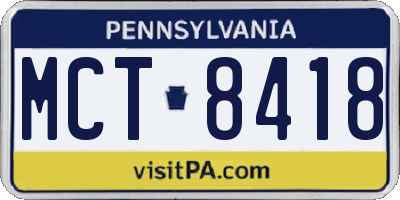 PA license plate MCT8418
