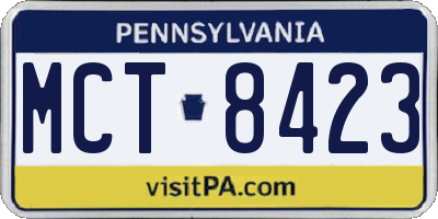 PA license plate MCT8423