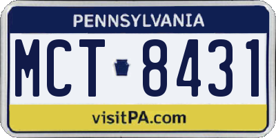 PA license plate MCT8431
