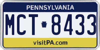 PA license plate MCT8433
