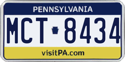 PA license plate MCT8434