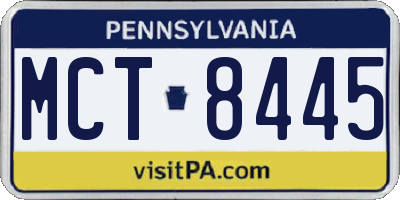 PA license plate MCT8445