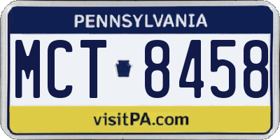 PA license plate MCT8458