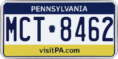 PA license plate MCT8462