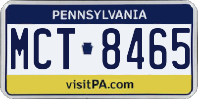 PA license plate MCT8465