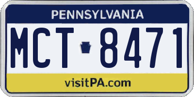 PA license plate MCT8471