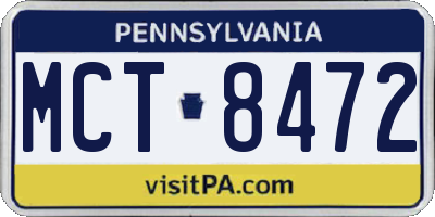 PA license plate MCT8472