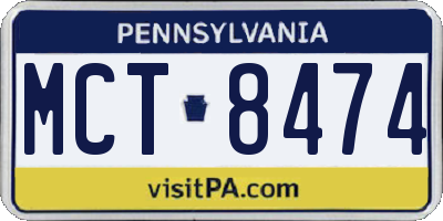 PA license plate MCT8474