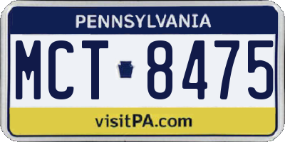PA license plate MCT8475