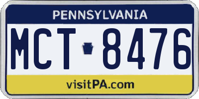 PA license plate MCT8476