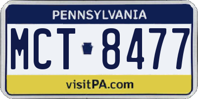 PA license plate MCT8477