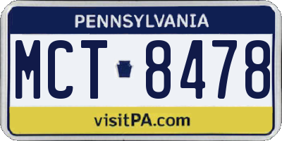 PA license plate MCT8478