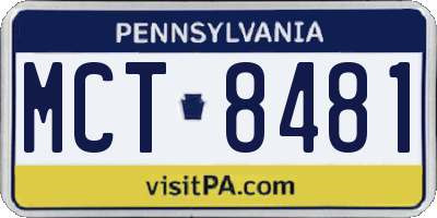PA license plate MCT8481