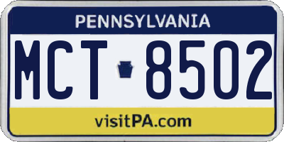 PA license plate MCT8502