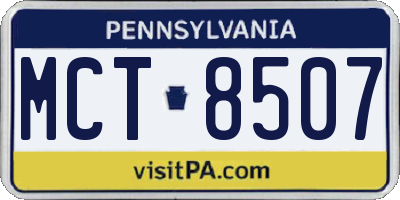 PA license plate MCT8507